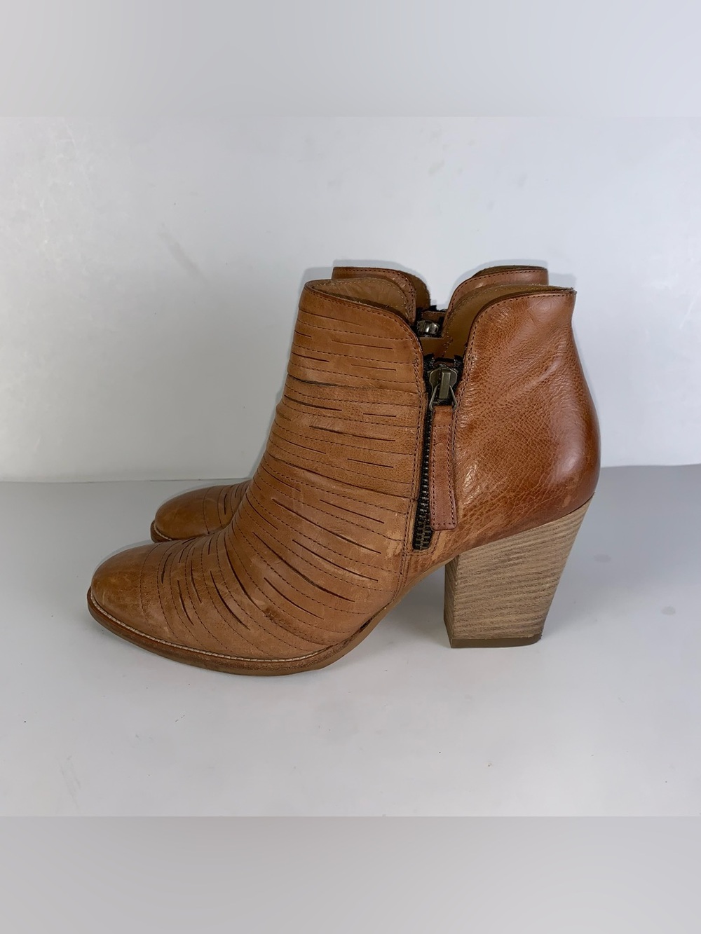 Paul Green Malibu Sliced Zipper Tan Ankle Boots size 5 UK/7.5 US